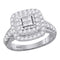 14kt White Gold Women's Princess Diamond Square Cluster Bridal Wedding Engagement Ring 1.00 Cttw - FREE Shipping (US/CAN)-Gold & Diamond Engagement & Anniversary Rings-5-JadeMoghul Inc.