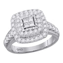 14kt White Gold Women's Princess Diamond Square Cluster Bridal Wedding Engagement Ring 1.00 Cttw - FREE Shipping (US/CAN)-Gold & Diamond Engagement & Anniversary Rings-5-JadeMoghul Inc.