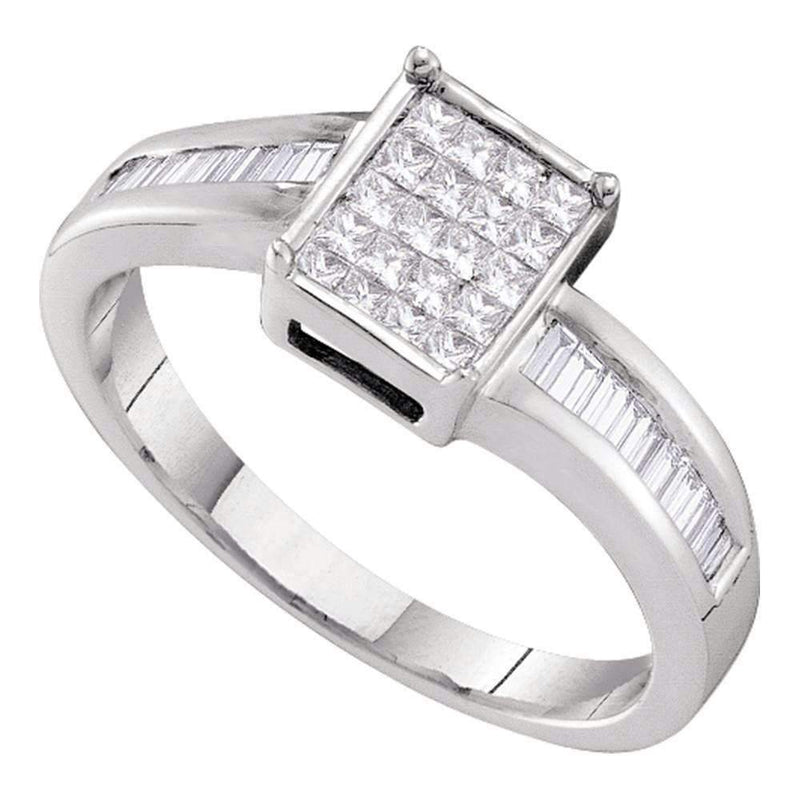 14kt White Gold Women's Princess Diamond Square Cluster Bridal Wedding Engagement Ring 3/8 Cttw - FREE Shipping (US/CAN)-Gold & Diamond Engagement & Anniversary Rings-5-JadeMoghul Inc.