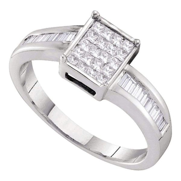 14kt White Gold Women's Princess Diamond Square Cluster Bridal Wedding Engagement Ring 3/8 Cttw - FREE Shipping (US/CAN)-Gold & Diamond Engagement & Anniversary Rings-5-JadeMoghul Inc.
