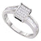 14kt White Gold Women's Princess Diamond Square Cluster Bridal Wedding Engagement Ring 3/8 Cttw - FREE Shipping (US/CAN)-Gold & Diamond Engagement & Anniversary Rings-5-JadeMoghul Inc.
