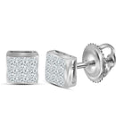 14kt White Gold Women's Princess Diamond Square Cluster Stud Earrings 1-4 Cttw - FREE Shipping (US/CAN)-Gold & Diamond Earrings-JadeMoghul Inc.