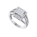 14kt White Gold Women's Princess Diamond Square Frame Cluster Ring 1.00 Cttw - FREE Shipping (US/CAN)-Rings And Bands-5-JadeMoghul Inc.