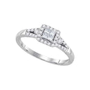 14kt White Gold Women's Princess Diamond Square Frame Cluster Ring 1/3 Cttw - FREE Shipping (US/CAN)-Gold & Diamond Engagement & Anniversary Rings-8-JadeMoghul Inc.