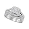 14kt White Gold Women's Princess Diamond Square Halo Split-shank Bridal Wedding Engagement Ring Band Set 1.00 Cttw - FREE Shipping (US/CAN)-Gold & Diamond Wedding Ring Sets-5-JadeMoghul Inc.