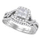 14kt White Gold Women's Princess Diamond Twist Bridal Wedding Engagement Ring Band Set 1.00 Cttw - FREE Shipping (US/CAN)-Gold & Diamond Wedding Ring Sets-5-JadeMoghul Inc.