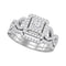 14kt White Gold Women's Princess Diamond Woven Bridal Wedding Engagement Ring Band Set 7/8 Cttw - FREE Shipping (US/CAN)-Gold & Diamond Wedding Ring Sets-5.5-JadeMoghul Inc.
