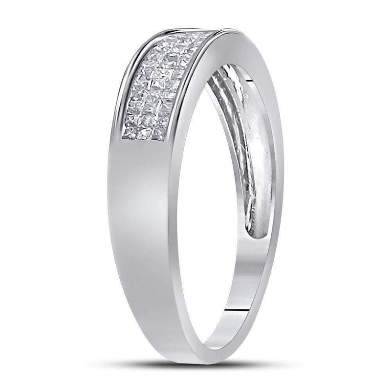 14kt White Gold Women's Princess Invisible-set Diamond Triple Row Band 1-4 Cttw - FREE Shipping (US/CAN)-Gold & Diamond Bands-JadeMoghul Inc.