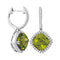 14kt White Gold Women's Princess Peridot Solitaire Diagonal Square Diamond Frame Earrings 2-1-8 Cttw - FREE Shipping (USA/CAN)-Gold & Diamond Earrings-JadeMoghul Inc.