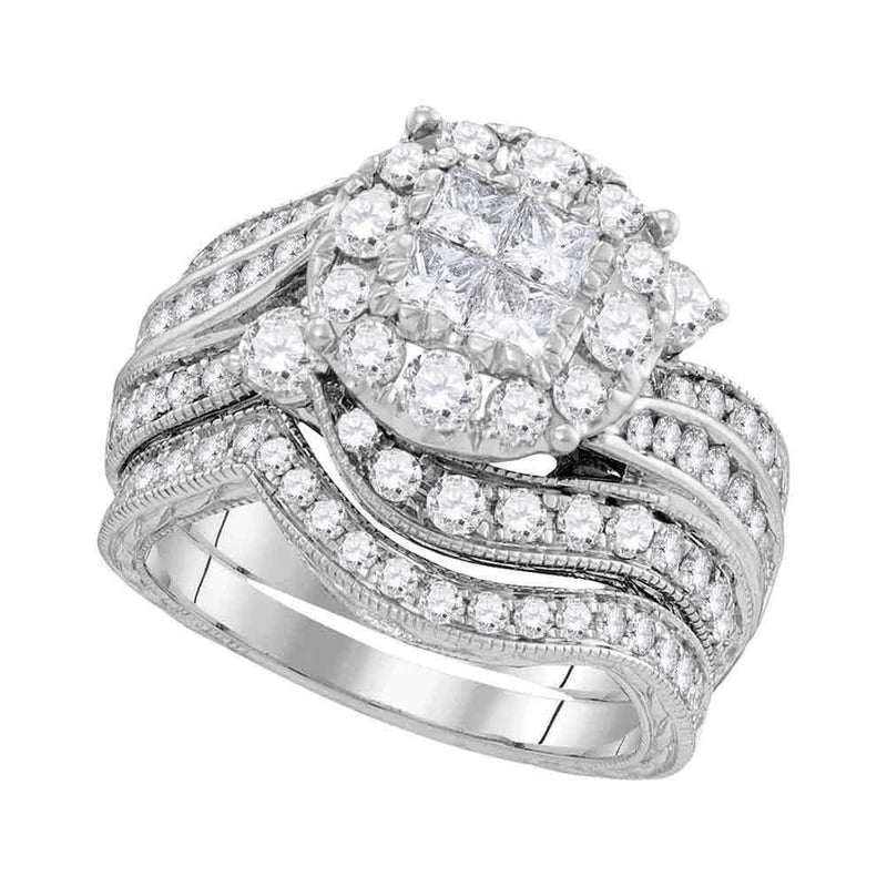 14kt White Gold Women's Princess Round Diamond Soleil Bridal Wedding Engagement Ring Band Set 2.00 Cttw - FREE Shipping (US/CAN)-Gold & Diamond Wedding Ring Sets-8.5-JadeMoghul Inc.