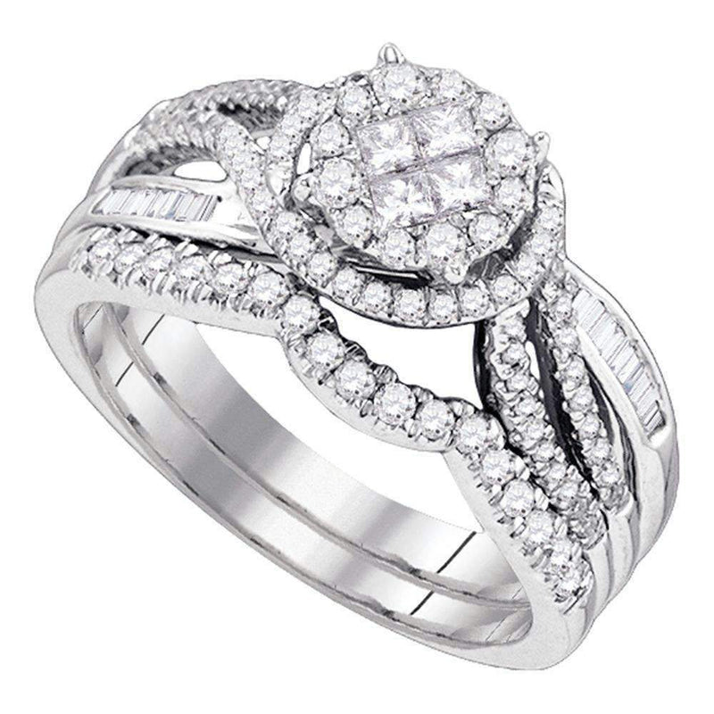 14kt White Gold Women's Princess Round Diamond Soleil Bridal Wedding Engagement Ring Band Set 3/4 Cttw - FREE Shipping (US/CAN)-Wedding Jewelry-9.5-JadeMoghul Inc.