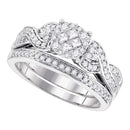 14kt White Gold Women's Princess Round Diamond Soleil Bridal Wedding Engagement Ring Band Set 5/8 Cttw - FREE Shipping (US/CAN)-Gold & Diamond Wedding Ring Sets-5.5-JadeMoghul Inc.