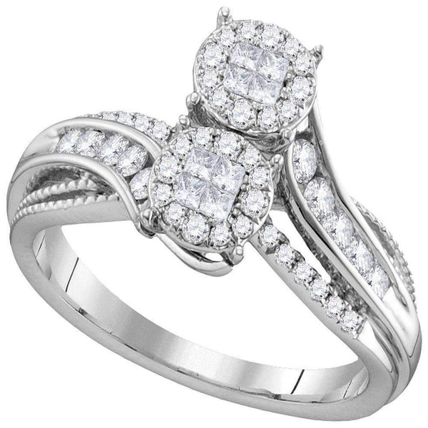 14kt White Gold Women's Princess Round Diamond Soleil Bypass Bridal Wedding Engagement Ring 1/2 Cttw - FREE Shipping (US/CAN)-Gold & Diamond Engagement & Anniversary Rings-5-JadeMoghul Inc.
