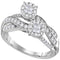 14kt White Gold Women's Princess Round Diamond Soleil Cluster Bridal Wedding Engagement Ring 1-2 Cttw - FREE Shipping (USA/CAN)-Gold & Diamond Engagement & Anniversary Rings-JadeMoghul Inc.