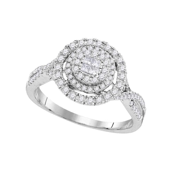 14kt White Gold Women's Princess Round Diamond Soleil Cluster Bridal Wedding Engagement Ring 1-2 Cttw - FREE Shipping (USA/CAN)-Gold & Diamond Engagement & Anniversary Rings-JadeMoghul Inc.