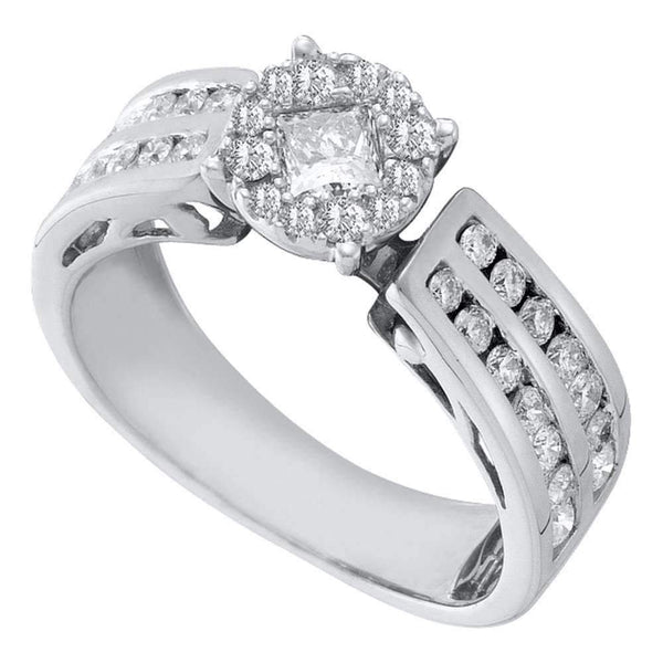 14kt White Gold Women's Princess Round Diamond Soleil Cluster Bridal Wedding Engagement Ring 1.00 Cttw - FREE Shipping (US/CAN)-Gold & Diamond Engagement & Anniversary Rings-5-JadeMoghul Inc.
