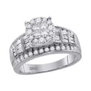 14kt White Gold Women's Princess Round Diamond Soleil Cluster Bridal Wedding Engagement Ring 1.00 Cttw - FREE Shipping (US/CAN)-Wedding Jewelry-5-JadeMoghul Inc.