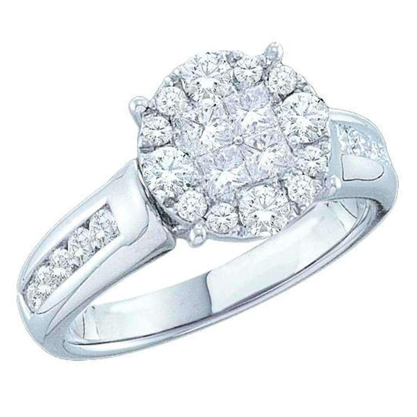 14kt White Gold Women's Princess Round Diamond Soleil Cluster Bridal Wedding Engagement Ring 1.00 Cttw - FREE Shipping (US/CAN)-Wedding Jewelry-5-JadeMoghul Inc.