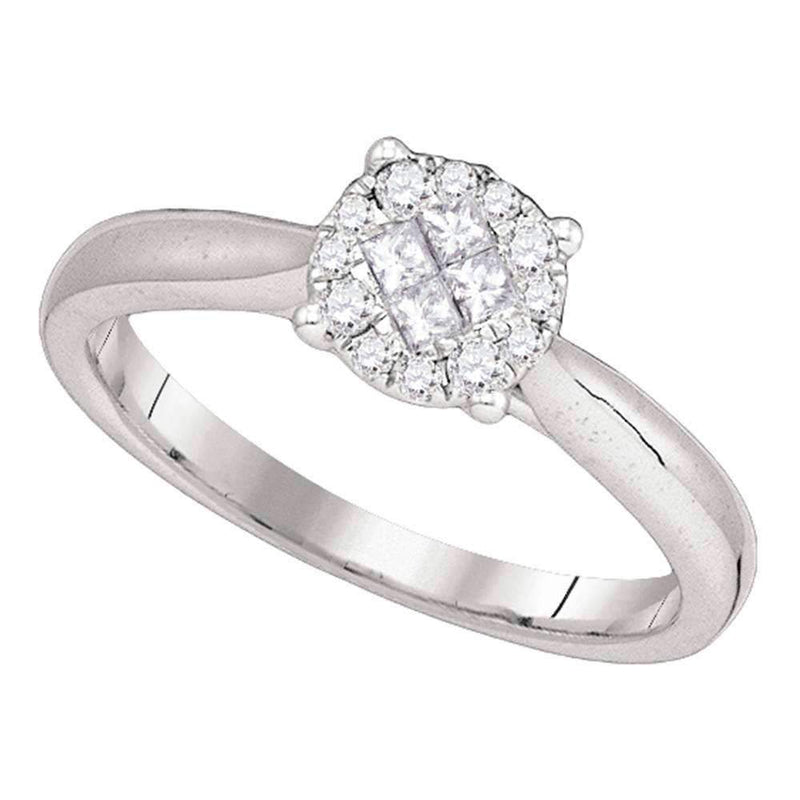 14kt White Gold Women's Princess Round Diamond Soleil Cluster Bridal Wedding Engagement Ring 1/4 Cttw - FREE Shipping (US/CAN)-Gold & Diamond Engagement & Anniversary Rings-6-JadeMoghul Inc.
