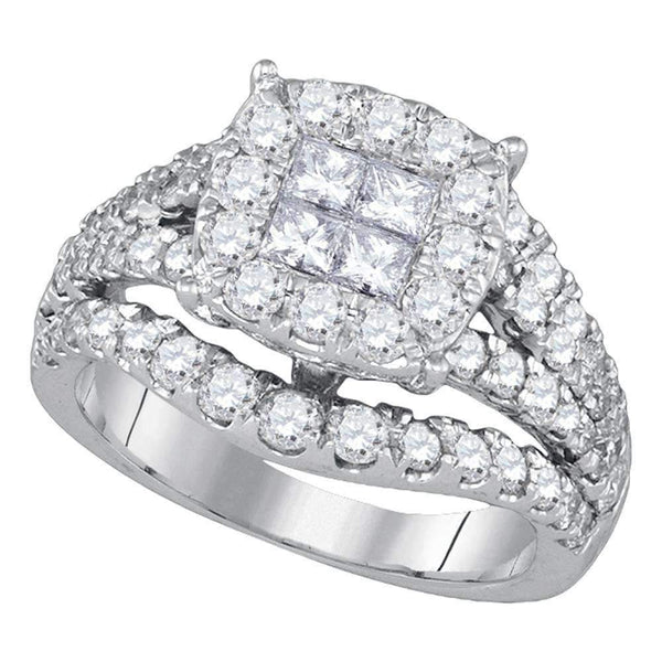 14kt White Gold Women's Princess Round Diamond Soleil Cluster Bridal Wedding Engagement Ring 2-1/2 Cttw - FREE Shipping (US/CAN)-Wedding Jewelry-5-JadeMoghul Inc.