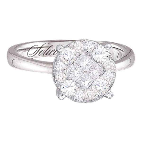 14kt White Gold Women's Princess Round Diamond Soleil Cluster Bridal Wedding Engagement Ring 2.00 Cttw - FREE Shipping (US/CAN)-Gold & Diamond Engagement & Anniversary Rings-5-JadeMoghul Inc.