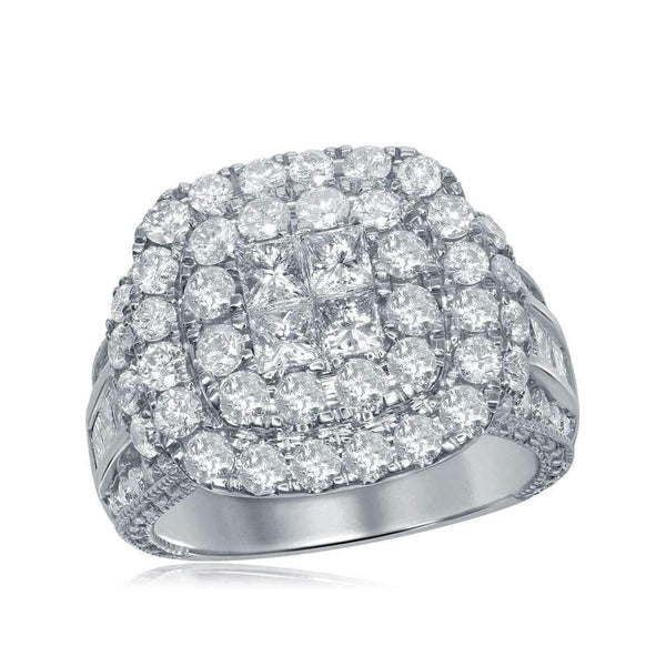 14kt White Gold Women's Princess Round Diamond Soleil Cluster Bridal Wedding Engagement Ring 3-1/2 Cttw - FREE Shipping (US/CAN)-Wedding Jewelry-6-JadeMoghul Inc.