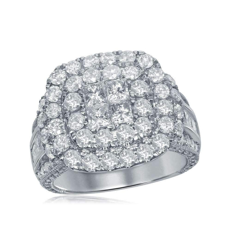 14kt White Gold Women's Princess Round Diamond Soleil Cluster Bridal Wedding Engagement Ring 3-1/2 Cttw - FREE Shipping (US/CAN)-Wedding Jewelry-6-JadeMoghul Inc.