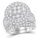 14kt White Gold Women's Princess Round Diamond Soleil Cluster Bridal Wedding Engagement Ring Band Set 3.00 Cttw - FREE Shipping (US/CAN)-Wedding Jewelry-6-JadeMoghul Inc.