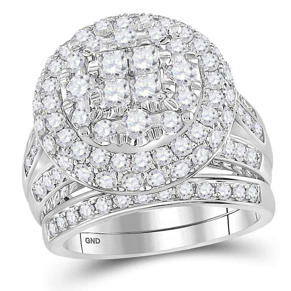 14kt White Gold Women's Princess Round Diamond Soleil Cluster Bridal Wedding Engagement Ring Band Set 3.00 Cttw - FREE Shipping (US/CAN)-Wedding Jewelry-6-JadeMoghul Inc.