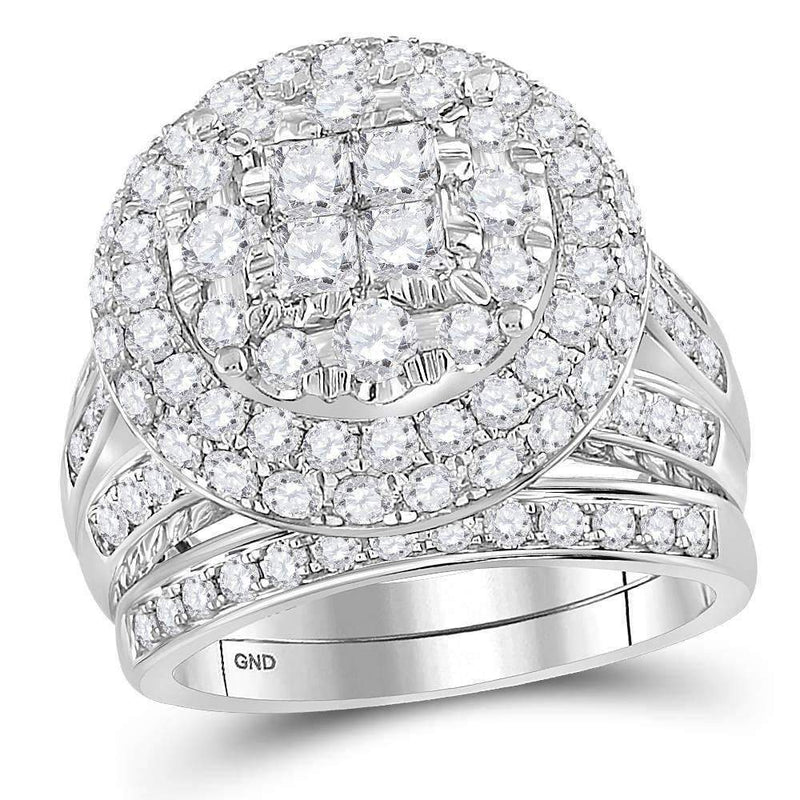 14kt White Gold Women's Princess Round Diamond Soleil Cluster Bridal Wedding Engagement Ring Band Set 3.00 Cttw - FREE Shipping (US/CAN)-Wedding Jewelry-6-JadeMoghul Inc.