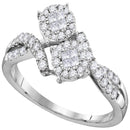 14kt White Gold Women's Princess Round Diamond Soleil Cluster Bypass Bridal Wedding Engagement Ring 1/2 Cttw - FREE Shipping (US/CAN)-Wedding Jewelry-5-JadeMoghul Inc.