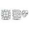 14kt White Gold Women's Princess Round Diamond Soleil Cluster Earrings 1-2 Cttw - FREE Shipping (US/CAN)-Gold & Diamond Earrings-JadeMoghul Inc.