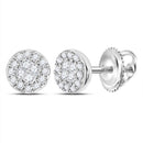 14kt White Gold Women's Princess Round Diamond Soleil Cluster Earrings 1-6 Cttw - FREE Shipping (USA/CAN)-Gold & Diamond Earrings-JadeMoghul Inc.