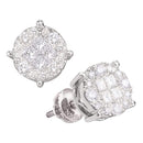 14kt White Gold Women's Princess Round Diamond Soleil Cluster Earrings 1.00 Cttw - FREE Shipping (USA/CAN)-Gold & Diamond Earrings-JadeMoghul Inc.