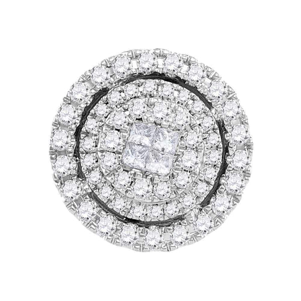 14kt White Gold Women's Princess Round Diamond Soleil Cluster Pendant 1-2 Cttw - FREE Shipping (US/CAN)-Gold & Diamond Pendants & Necklaces-JadeMoghul Inc.