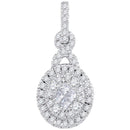 14kt White Gold Women's Princess Round Diamond Soleil Cluster Pendant 1-2 Cttw - FREE Shipping (US/CAN)-Gold & Diamond Pendants & Necklaces-JadeMoghul Inc.