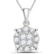 14kt White Gold Women's Princess Round Diamond Soleil Cluster Pendant 1-4 Cttw - FREE Shipping (US/CAN)-Gold & Diamond Pendants & Necklaces-JadeMoghul Inc.