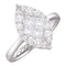 14kt White Gold Women's Princess Round Diamond Soleil Marquise-shape Cluster Bridal Wedding Engagement Ring 1/2 Cttw - FREE Shipping (US/CAN)-Gold & Diamond Engagement & Anniversary Rings-5-JadeMoghul Inc.