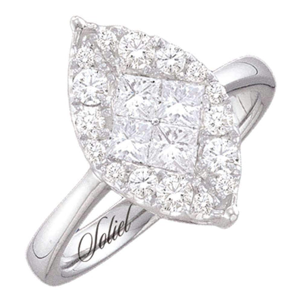 14kt White Gold Women's Princess Round Diamond Soleil Marquise-shape Cluster Bridal Wedding Engagement Ring 1/2 Cttw - FREE Shipping (US/CAN)-Gold & Diamond Engagement & Anniversary Rings-5-JadeMoghul Inc.