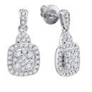 14kt White Gold Women's Princess Round Diamond Soleil Square Dangle Earrings 3-8 Cttw - FREE Shipping (USA/CAN)-Gold & Diamond Earrings-JadeMoghul Inc.