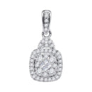 14kt White Gold Women's Princess Round Diamond Square Cluster Pendant 3-8 Cttw - FREE Shipping (US/CAN)-Gold & Diamond Pendants & Necklaces-JadeMoghul Inc.