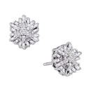 14kt White Gold Women's Round Baguette Diamond Cluster Stud Earrings 1-10 Cttw - FREE Shipping (USA/CAN)-Gold & Diamond Earrings-JadeMoghul Inc.