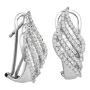 14kt White Gold Women's Round Baguette Diamond Half J Hoop French-clip Earrings 1-1-4 Cttw - FREE Shipping (USA/CAN)-Gold & Diamond Earrings-JadeMoghul Inc.