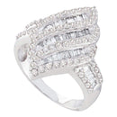 14kt White Gold Women's Round Baguette Diamond Oval Stripe Cluster Ring 1.00 Cttw - FREE Shipping (US/CAN)-Rings And Bands-5-JadeMoghul Inc.