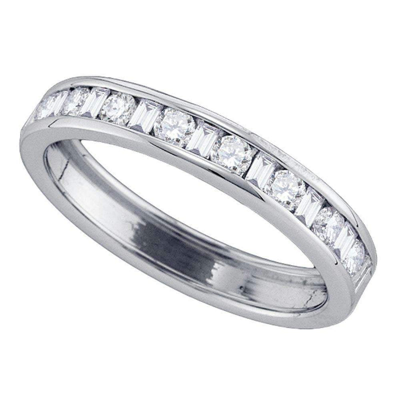 14kt White Gold Women's Round Baguette Diamond Wedding Band 1-2 Cttw - FREE Shipping (US/CAN)-Gold & Diamond Wedding Jewelry-JadeMoghul Inc.