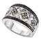 14kt White Gold Women's Round Black Cognac-brown Color Enhanced Diamond Band Ring 1/2 Cttw - FREE Shipping (US/CAN)-Gold & Diamond Fashion Rings-5-JadeMoghul Inc.