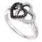 14kt White Gold Women's Round Black Color Enhanced Diamond Double Heart Ring 1/4 Cttw - FREE Shipping (US/CAN)-Gold & Diamond Heart Rings-5-JadeMoghul Inc.