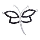 14kt White Gold Women's Round Black Color Enhanced Diamond Dragonfly Bug Pendant 3-8 Cttw - FREE Shipping (US/CAN)-Gold & Diamond Pendants & Necklaces-JadeMoghul Inc.