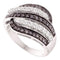 14kt White Gold Women's Round Black Color Enhanced Diamond Five Row Striped Band Ring 7/8 Cttw - FREE Shipping (US/CAN)-Gold & Diamond Bands-5-JadeMoghul Inc.