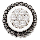 14kt White Gold Women's Round Black Color Enhanced Diamond Framed Flower Cluster Pendant 1-3 Cttw - FREE Shipping (US/CAN)-Gold & Diamond Pendants & Necklaces-JadeMoghul Inc.